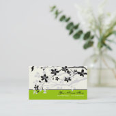 Carte De Visite Fleurs Magnolia noir gris floral (Debout devant)