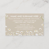 Carte De Visite Fleurs marguerites beiges Pet Sitter Walker chien  (Dos)