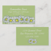 Carte De Visite Fleurs marguerites Dessin Céleri Vert (Devant / Derrière)