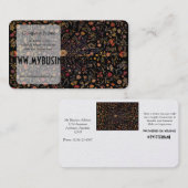 Carte De Visite Fleurs médiévales sur le noir (Devant / Derrière)