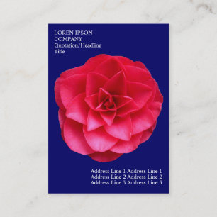 Carte De Visite Fleurs minimales - Camélie rouge - Bleu profond