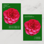 Carte De Visite Fleurs minimales - Camélie rouge - Vert herbe prof (Devant / Derrière)