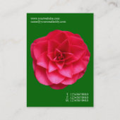 Carte De Visite Fleurs minimales - Camélie rouge - Vert herbe prof (Dos)
