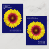Carte De Visite Fleurs minimales - Fleur de couverture - Bleu prof (Devant / Derrière)