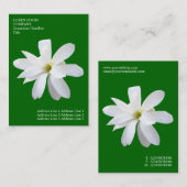 Carte De Visite Fleurs minimales - Magnolia - Vert Grass profond (Devant / Derrière)