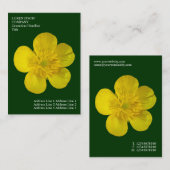 Carte De Visite Fleurs Minimals - Bouton d'or - Vert foncé (Devant / Derrière)