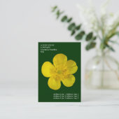 Carte De Visite Fleurs Minimals - Bouton d'or - Vert foncé (Debout devant)
