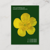 Carte De Visite Fleurs Minimals - Bouton d'or - Vert foncé (Dos)