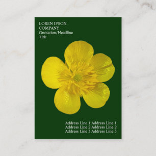 Carte De Visite Fleurs Minimals - Bouton d'or - Vert foncé