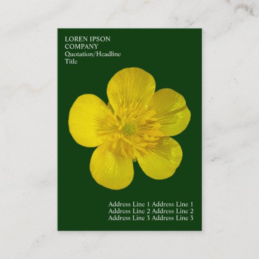 Carte De Visite Fleurs Minimals - Bouton d'or - Vert foncé (Devant)