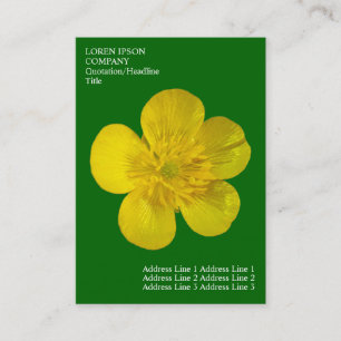 Carte De Visite Fleurs Minimals - Bouton d'or - Vert Herbe Profond