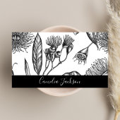 Carte De Visite Fleurs minimes chic noir et blanc professionnel