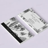 Carte De Visite Fleurs minimes chic noir et blanc professionnel