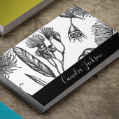 Carte De Visite Fleurs minimes chic noir et blanc professionnel