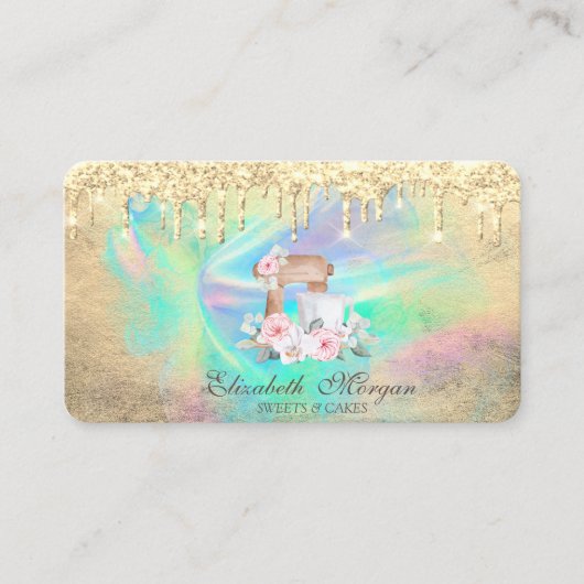 Carte De Visite Fleurs Mixer Gold Drives Boulangerie d'encre holog (Devant)