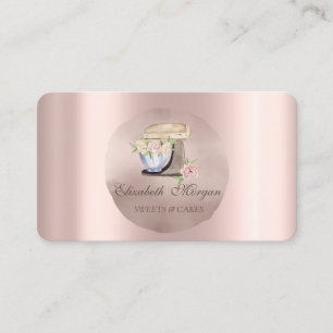 Carte De Visite Fleurs Mixer Rétro Rose Gold Circle