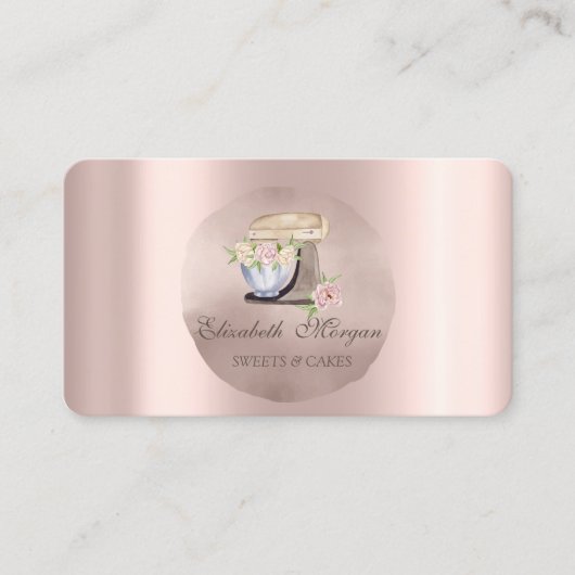 Carte De Visite Fleurs Mixer Rétro Rose Gold Circle (Devant)