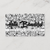 Carte De Visite Fleurs modernes blanches noires bonjour belles (Devant)