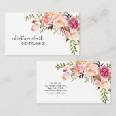 Carte De Visite Fleurs modernes Boho Floral Personnalisé (Devant / Derrière)
