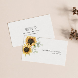 Carte De Visite Fleurs modernes Tournesol Eucalyptus verdure