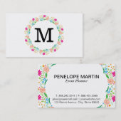 Carte De Visite Fleurs | Monogramme 2 (Devant / Derrière)