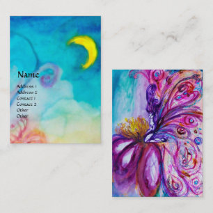 CARTE DE VISITE FLEURS MORTES BLANCHES EN ROSE, PARKLES D'OR