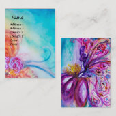 CARTE DE VISITE FLEURS MORTES BLANCHES EN ROSE, PARKLES D'OR (Devant / Derrière)