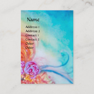 CARTE DE VISITE FLEURS MORTES BLANCHES EN ROSE, PARKLES D'OR