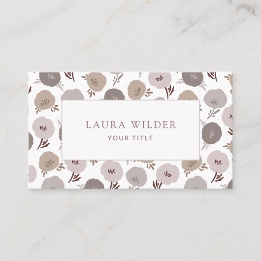 Carte De Visite Fleurs neutres Boho modernes (Devant)