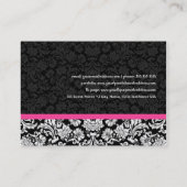 Carte De Visite Fleurs Noires Et Blanches Damas Accents Rose (Dos)