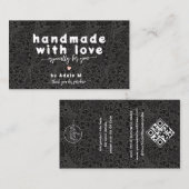 Carte De Visite Fleurs noires Logo artisanal QR Code Merci (Devant / Derrière)