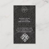 Carte De Visite Fleurs noires Logo artisanal QR Code Merci (Dos)