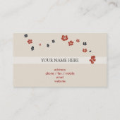 Carte De Visite Fleurs noires rouges sur Bkg élégant léger (Dos)