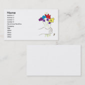 Carte De Visite Fleurs, nom, adresse 1, adresse 2, contact 1,… (Devant / Derrière)