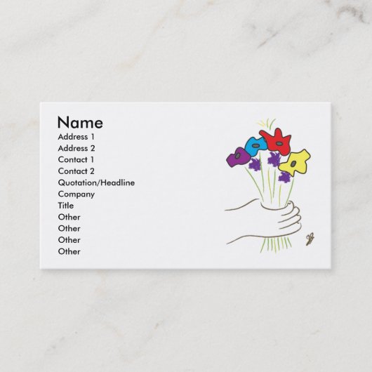 Carte De Visite Fleurs, nom, adresse 1, adresse 2, contact 1,… (Devant)