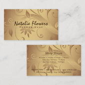 Carte De Visite Fleurs | Or (Devant / Derrière)