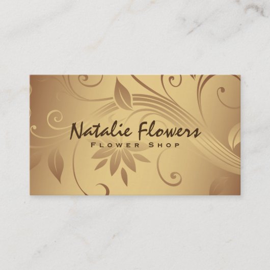 Carte De Visite Fleurs | Or (Devant)