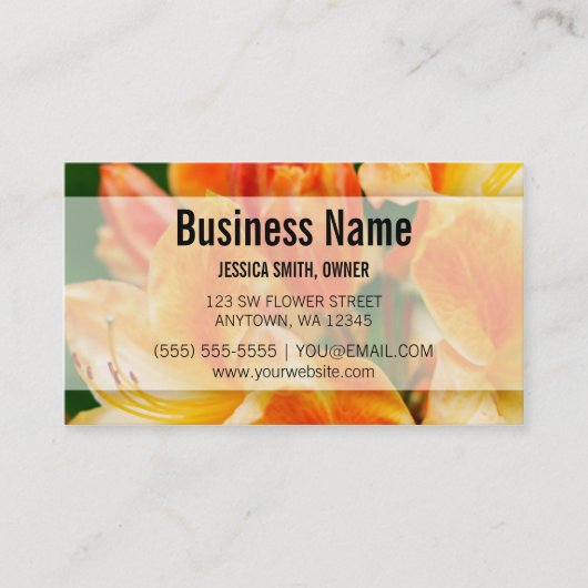 Carte De Visite Fleurs oranges de rhododendron (Devant)