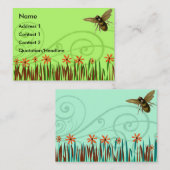 Carte De Visite Fleurs Oranges Sauvages Avec Abeille (Devant / Derrière)