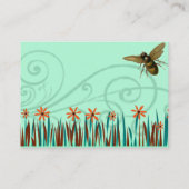 Carte De Visite Fleurs Oranges Sauvages Avec Abeille (Dos)