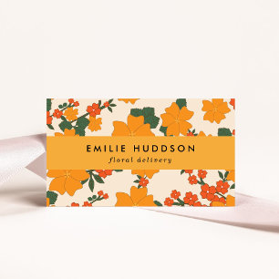 Carte De Visite Fleurs Oranges, Verdure, Fleuriste, Boutique De Fl