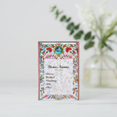 Carte De Visite FLEURS ORIENTALES DAMASK MONOGRAM Bleu Blanc Flora (Debout devant)