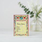 Carte De Visite FLEURS ORIENTALES DAMASK MONOGRAM Bleu Jaune (Debout devant)