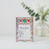 Carte De Visite FLEURS ORIENTALES DAMASK MONOGRAM Blue Aquamarine (Debout devant)