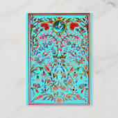 Carte De Visite FLEURS ORIENTALES DAMASK MONOGRAM Turquase Bleue (Dos)