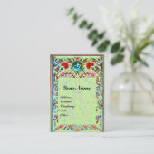 Carte De Visite FLEURS ORIENTALES DAMASSÉ MONOGRAMME Bleu Vert (Debout devant)