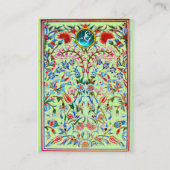Carte De Visite FLEURS ORIENTALES DAMASSÉ MONOGRAMME Bleu Vert (Dos)