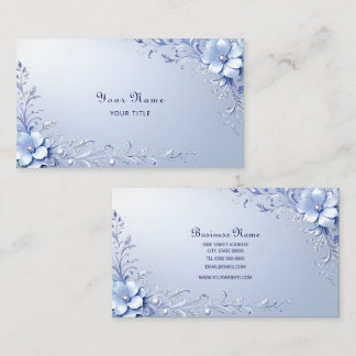 Carte de visite Fleurs Ornementales Bleues avec Pe