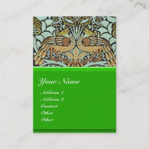 CARTE DE VISITE FLEURS, PAONS ET DRAGONS MONOGRAMME