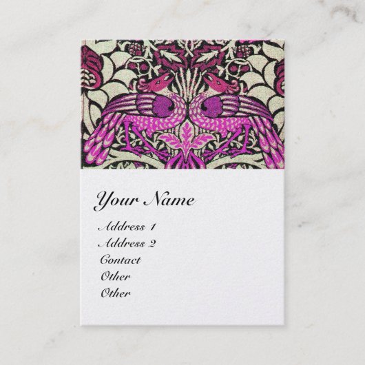 Carte De Visite FLEURS, PAONS ET DRAGONS MONOGRAMME perle (Devant)